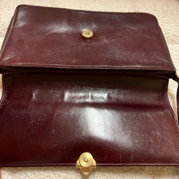 Vintage Elegant Dark RedWine/Burgandy Leather Handbag - Picture 7 of 12